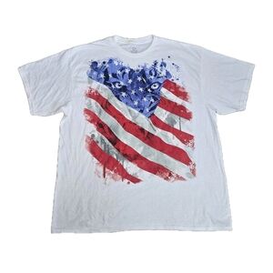 Vntg Liquid Blue Lion Tshirt Size XXL Tie Dye American Flag White Stars&Stripes